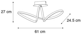 Плафон черен 61 см 3-степенно димиране с LED - Viola Due