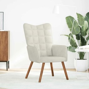 4016819 vidaXL Релакс стол, кремав, кадифе