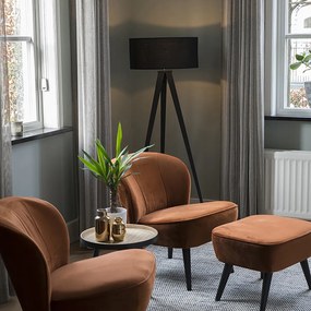 Интелигентна подова лампа черна с черен абажур с Wi-Fi A60 - Ilse