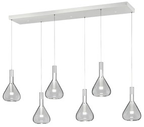 Бяло LED висящо осветително тяло със стъклен абажур Cipera – CINQUE