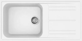Кухненска мивка Smeg LZ150B, 100 см, Материал против надраскване, Лесен за почистване, Бял