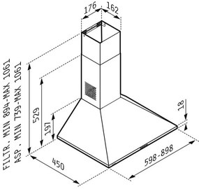 Абсорбатор Pyramis chimney square Lux classic-Length: 90cm.