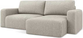 Бежов сгъваем/с място за съхранение ъглов диван от рипсено кадифе (десен ъгъл) Kona – Makamii