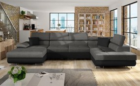 Ъглов диван Cotere Bis-Gray-Black-Right