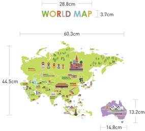 Детски стикер на стената 120x150 cm Giant World Map – Ambiance