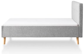 Светлосиво двойно легло 180x200 cm тапицирано без ламелно дъно Smart – Meise Möbel