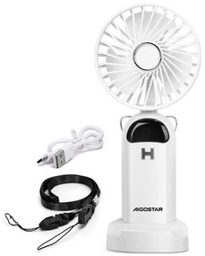 Aigostar преносим вентилатор 4W/5V 1200mAh, бял