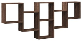 853305 vidaXL Стенен рафт, кафяв дъб, 159x18x66 см, инженерно дърво