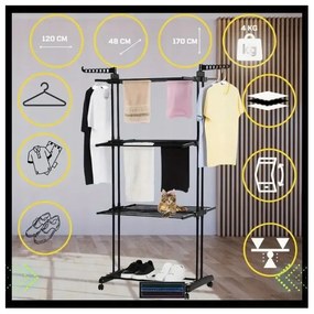 Многостепенна сушилня за дрехи - черна