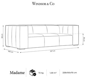 Тъмносин кожен диван 227 cm Madame – Windsor &amp; Co Sofas
