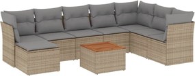 3256115 vidaXL Градински диван с възглавници 9 части бежов микс полиратан