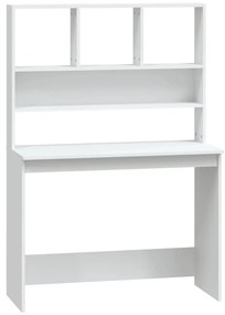 823000 vidaXL Бюро с рафтове, бяло, 102x45x148 см, инженерно дърво