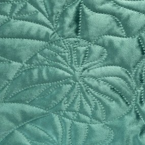 Луксозна покривка за легло от зелено кадифе с лилия, ватирана по метода на горещата преса Широчина: 280 см | Дължина: 260 см