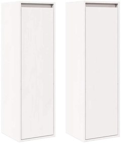 813508 vidaXL Стенни шкафове, 2 бр, бели, 30x30x100 см, бор масив