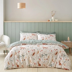 Бежово-зелено спално бельо за двойно легло 200x200 cm Enchanted Twilight - Catherine Lansfield