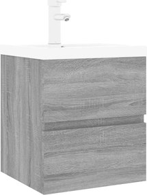 3152862 vidaXL Шкаф за мивка с вградена мивка, сив сонома, инженерно дърво