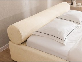 Кремаво тапицирано двойно легло с място за съхранение и включена подматрачна рамка 200x200 cm Cille – Ropez