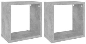 807037 vidaXL Стенни кубични рафтове, 2 бр, бетонно сиви, 26x15x26 см