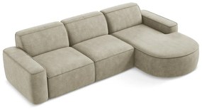 Бежов шенилов ъглов диван (десен ъгъл) Omao – Makamii