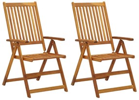 3064061 vidaXL Градински накланящи се столове 2 бр с възглавници акация масив