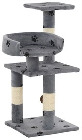 170608 vidaXL Котешко дърво със сизалени стълбове, 65 см, сиво, на лапички