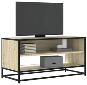 848885 vidaXL ТB шкаф, сонома дъб, 91x40x46 см, инженерно дърво и метал
