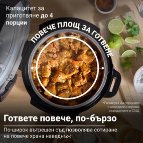 Мултикукър Instant Pot Classic Mini 140800001, 800W, 3.8 л, 7 програми, Favorite бутони, LCD дисплей, Неръждаема стомана, Черен