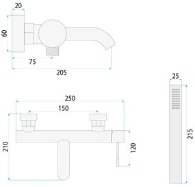 Смесител за вана Rea Lungo Diamond Gold