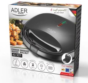 Уред за сладки орехчета Adler AD 3071, 1200W, За 12 сладки, Незалепваща плоча, Светлинен индикатор, Черен