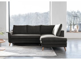 Тъмносив разтегателен ъглов диван (десен ъгъл) Charming Charlie – Miuform