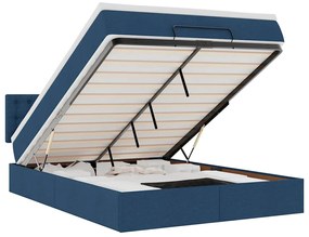 3312484 vidaXL Османска легло с матрак и LED, синьо, 140x200 см, плат
