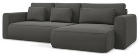 Тъмносив кадифен разтегателен ъглов диван с място за съхранение (десен ъгъл) Kapua – Makamii