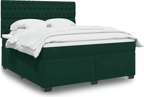 3293287 vidaXL Боксспринг легло с матрак, тъмнозелено, 180x200 см, кадифе