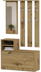 Практичен гардероб за антре с огледало и поставка за обувки 90 x 160 cm artisan