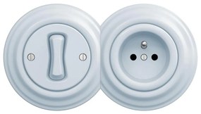 Kliklap - Ретро еднополюсен ключ №1 и розетка 230 V със синя рамка