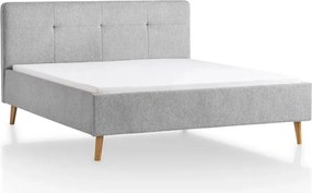 Светлосиво двойно легло 180x200 cm тапицирано без ламелно дъно Smart – Meise Möbel