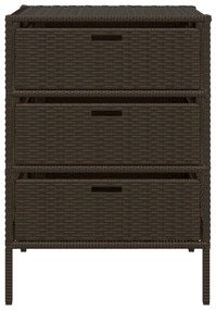 365552 vidaXL Градински шкаф за съхранение кафяв 55x59x80 см полиратан