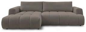 Кафяво-сив сгъваем/с място за съхранение ъглов диван (ляв ъгъл) Fuji – Bobochic Paris