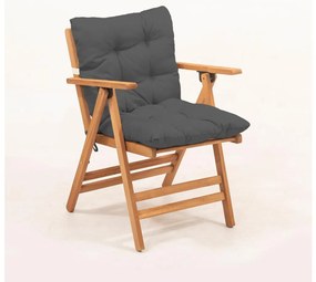 Сгъваем градински стол с възглавница, сив/дъб