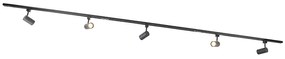 Модерна релсова осветителна система с 5 прожектора черна 1-фазна - Iconic Jeana