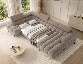 Светлокафяв кадифен разтегателен ъглов диван (ляв ъгъл U форма) Feraria – ELTAP