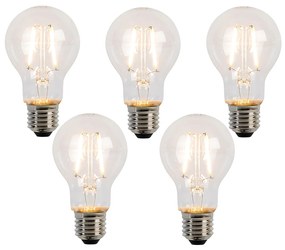 Комплект от 5 LED филаментни крушки E27 A60 2W 210lm 2200K