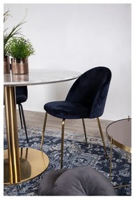 Кадифени трапезни столове в синьо-златисто в комплект от 2 броя Geneve - House Nordic