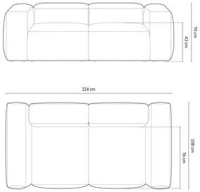 Диван в тухлен цвят 224 cm Bergano – Cosmopolitan Design
