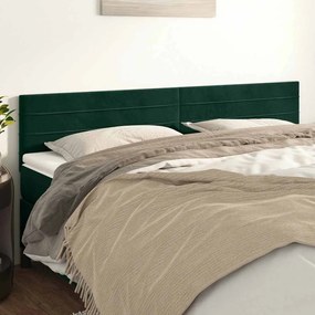 346197 vidaXL Горна табла за легло, 2 бр, тъмнозелена, 100x5x78/88 см, кадифе