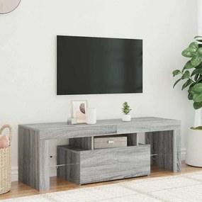 815667 vidaXL ТВ шкаф с LED осветление, сив сонома, 120x35x40 см