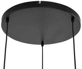 Japandi висяща лампа черна и златна с бежов абажур 3 светлини - Pluni