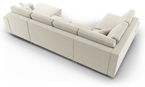 Бежов кадифен разтегателен ъглов диван с място за съхранение (ляв ъгъл/U форма) Kyoto – Cosmopolitan Design