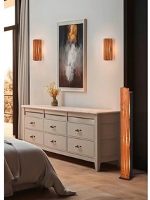 Черна и естествена подова лампа с дървен абажур (височина 121 cm) Karuni – Trio