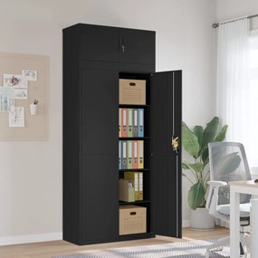 3188326 vidaXL Шкаф за папки черен 90x40x220 см стомана